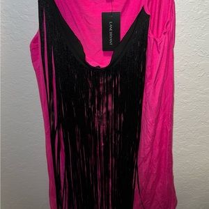 Lane Bryant pink and black fringe top